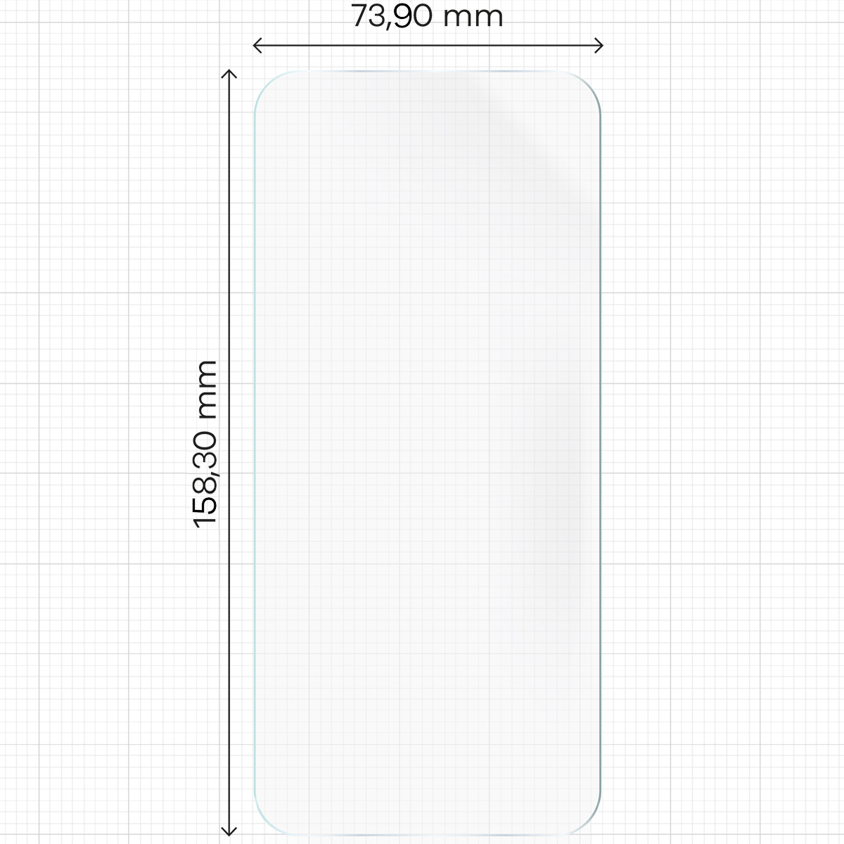 Miarka z wymiarami dla folii hydrożelowej Bizon Glass Hydrogel Front Duo